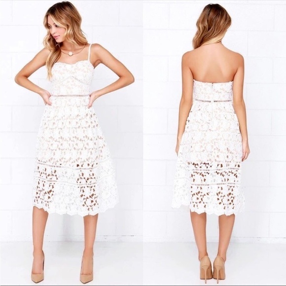 Lulu's Pinnacle of Prestige Ivory Lace Midi Dress M - Picture 2 of 15